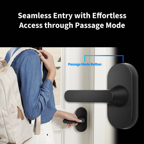 Aqara Smart Lock U300, Fingerprint Keyless Entry Door Lock with Handle, Matter Over Thread with Apple Home Keys, Touchscreen Keypad, Smart Lever Lock Supports Apple Home, Alexa, Google, IFTTT, Black